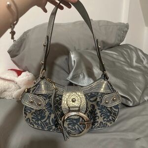 Guess Silver Metallic and Seafoam Shoulder Bag